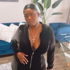 Fashion Nova velvet jumpsuit with sparkly front zipper